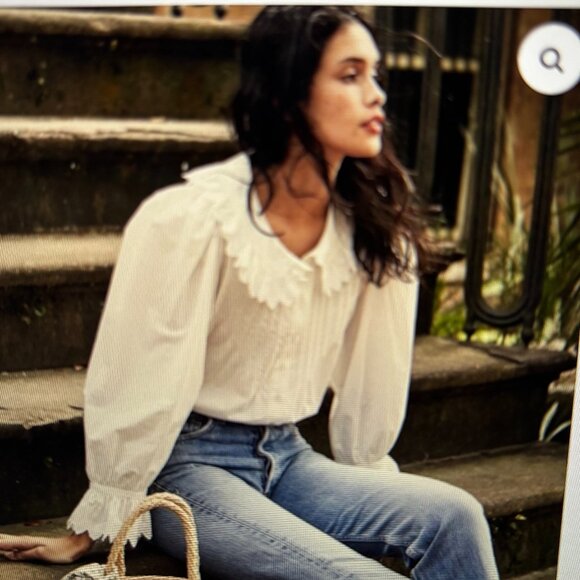 Doen Tops - DOEN Sz L Hickory Top in Powder White